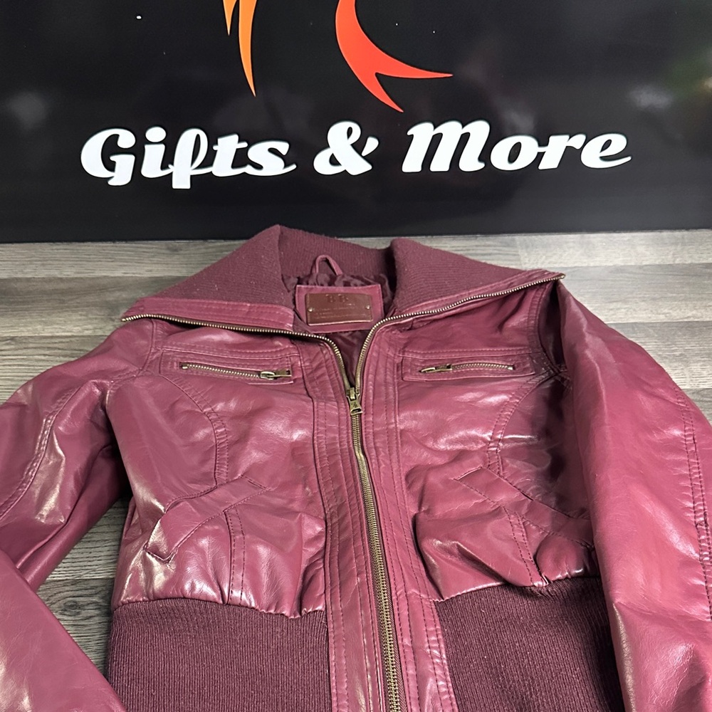 Elegant Maroon Leather Jacket for Women